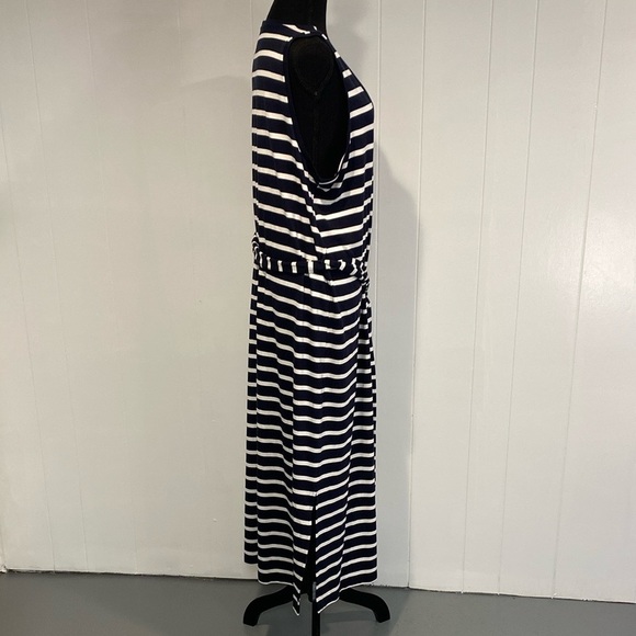Banana Republic Dress Striped Sleeveless V-Neck Maxi Navy and White Size XL Tall - Picture 6 of 9